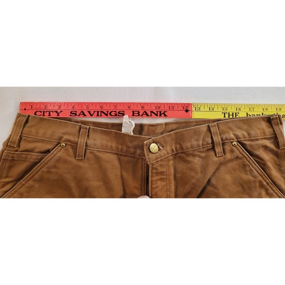Carhartt Work Pants Mens 40x30 (38×29 act meas) Tan Double Knee Fit Flannel Line - Picture 8 of 9